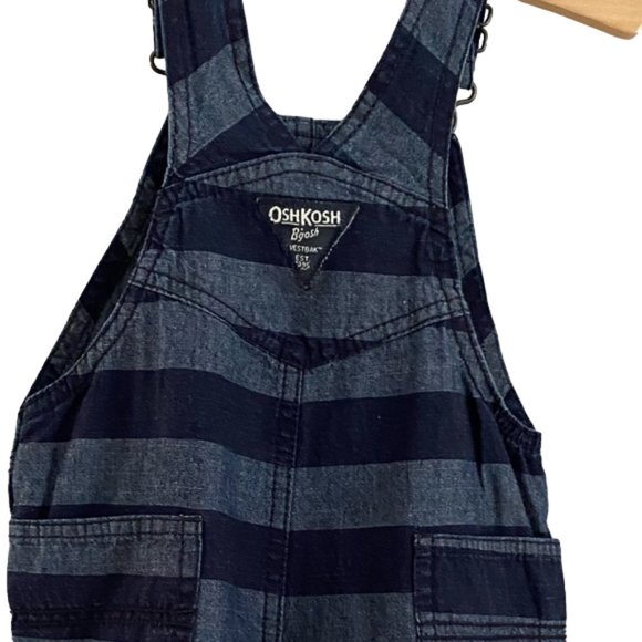 OshKosh Lightweight Blue Stripe Shortalls 24 Months - Picture 2 of 6